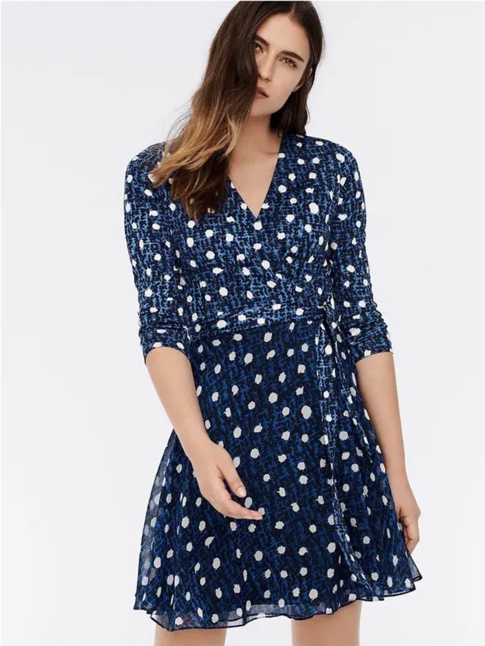 DVF Irina Silk-Jersey Wrap Dress, Blue, 8